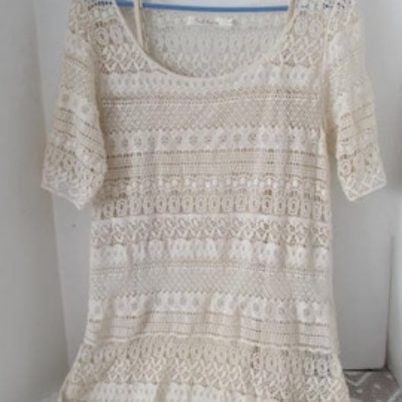 Solitaire Dresses & Skirts - SOLD 2 pc Beautiful Boho Lace Dress Fringe Bottom Dresses Ivory lace bohemian